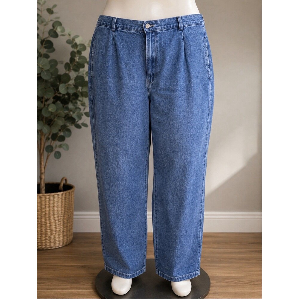 White Stag Women’s 18 Tall Blue Denim Elastic Waist Straight Leg Jeans 36x31